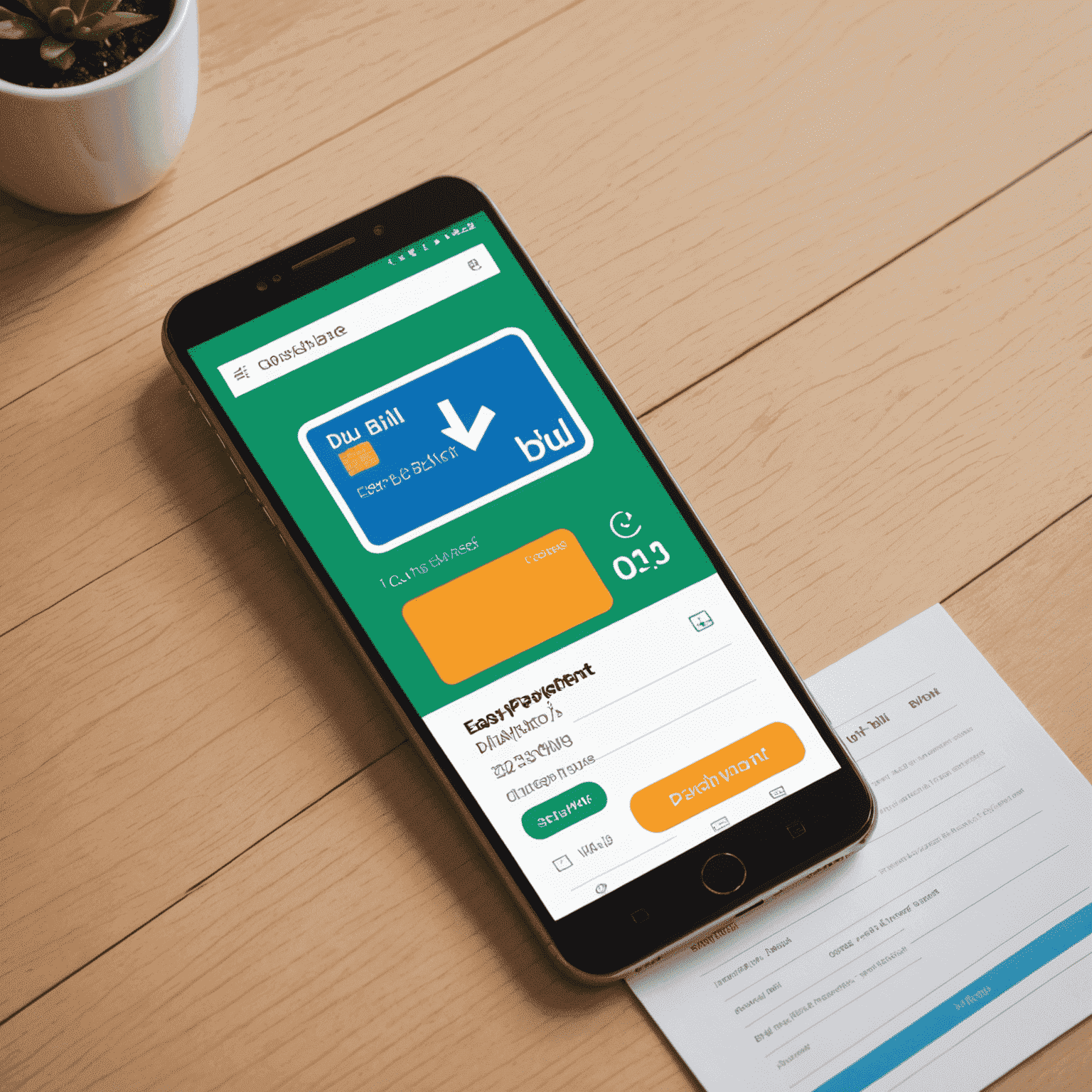 Illustration of a smartphone displaying a du bill with a checkmark, representing easy online bill payment